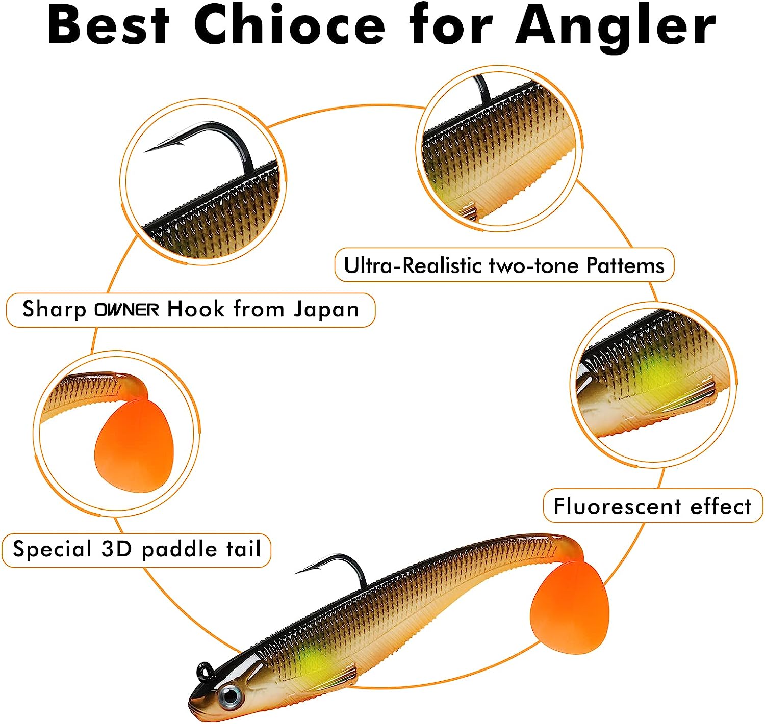 Different types of swimbaits, perfect for clear waters.